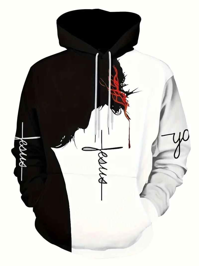 

Men's Hoodie 3D Christ Jesus Pattern Tops Fashion Unisex Sweatshirt Apring And Autumn Streetwear Oversized Casual Daily Clothing