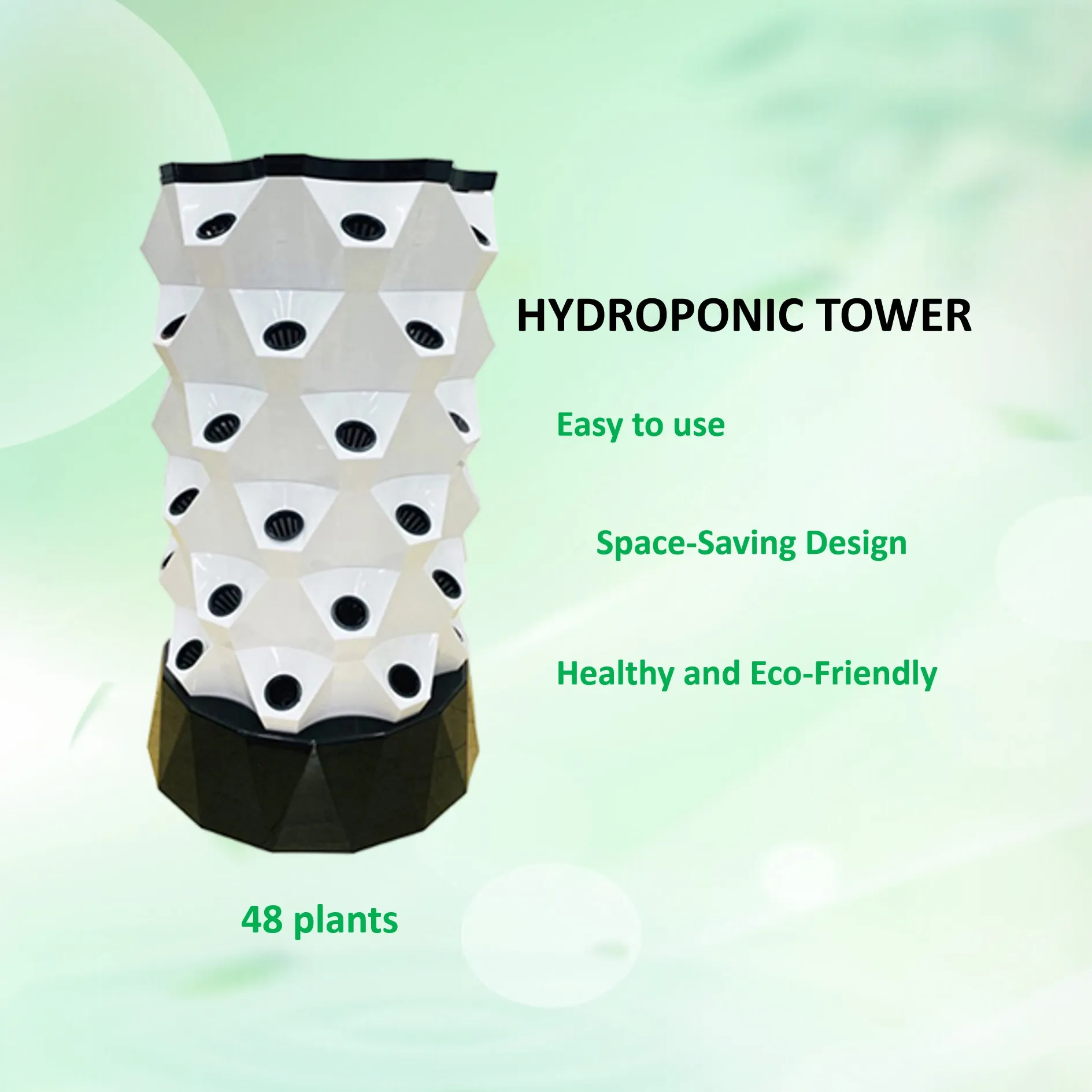 Large 48-Hole Water-Saving Vertical Pineapple Hydroponic Tower Irrigation System Food Grade ABS Agricultural Greenhouses Plant