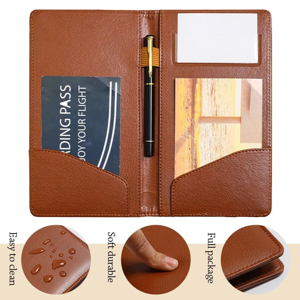 

PU Leather Cash Receipt Folder Waterproof With Pen Insert Cash Book Storage Slot Thank You Printed Bill Folder Restaurant