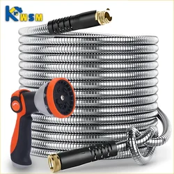 75ft Stainless Steel Garden Hose Metal Water Hose Patio Outdoor RV Car Wash Hose Watering Gun Hose Gardening Accessories