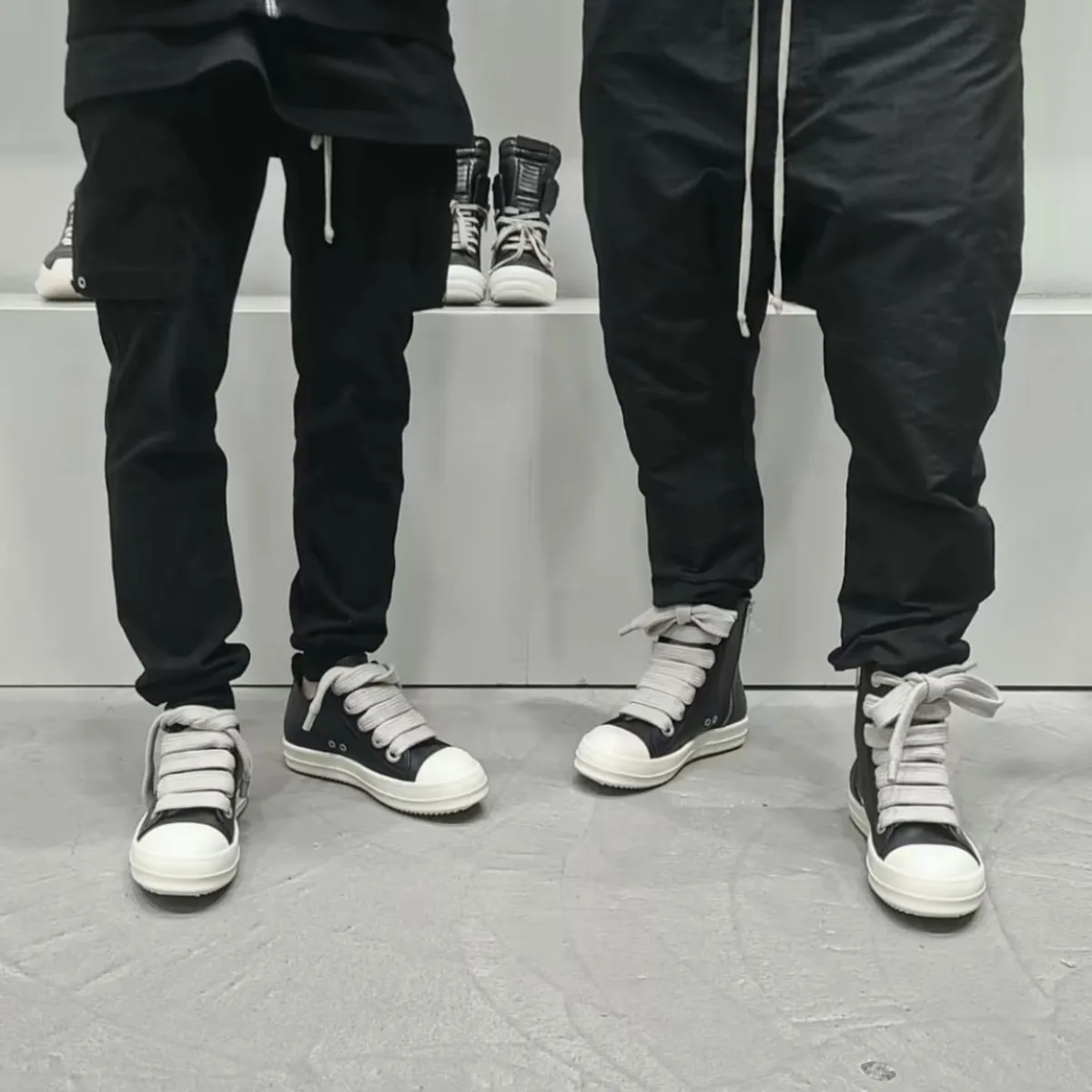 

R-o Luxury Men Sneaker Black Leather High Top Shoe Women Boots Jumbo Laces Casual Shoes Black Cowhide Sneakers Ankle Boot