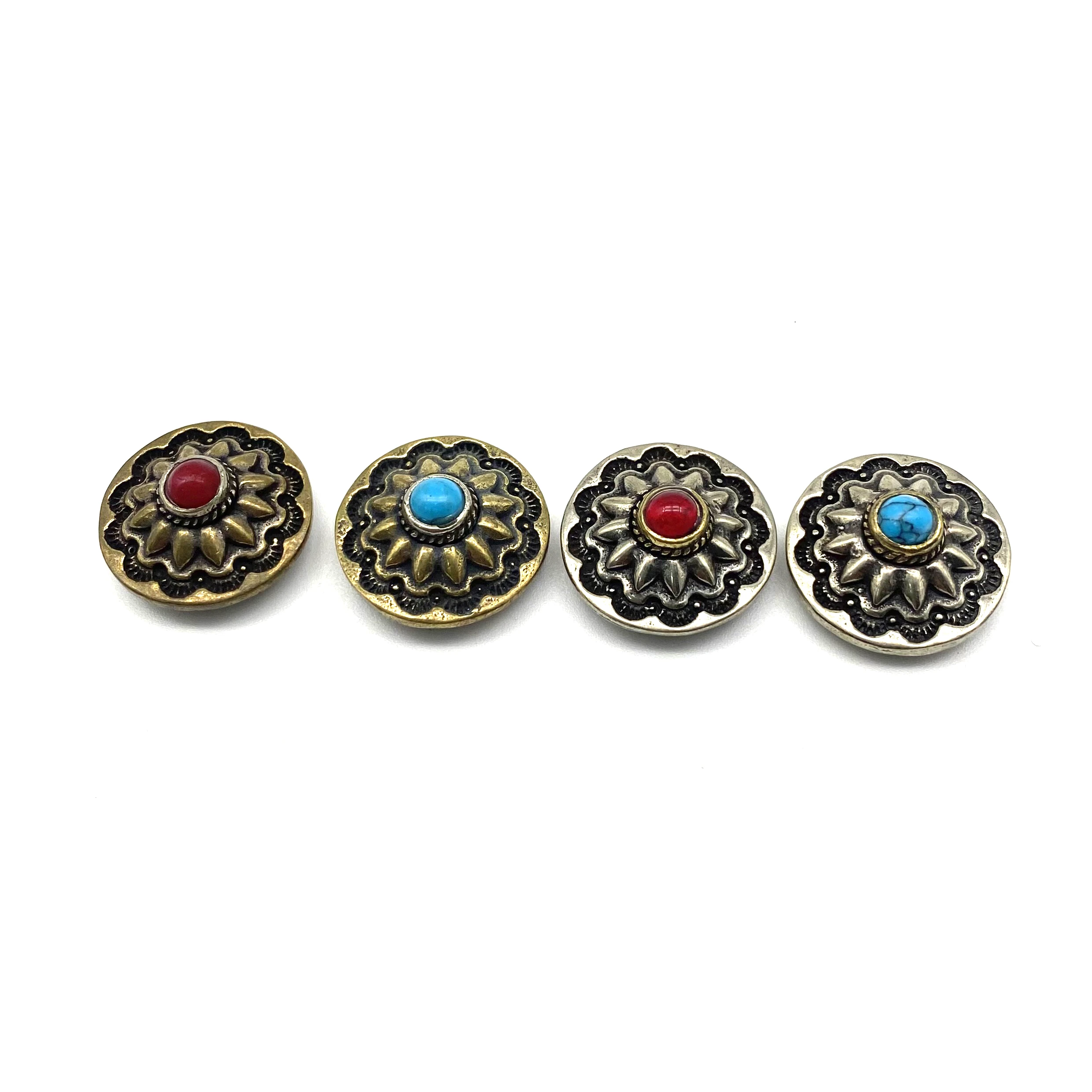 Baroque Style Turquoise Concho Rivets Screw Back Button For Leather Crafting Decoration