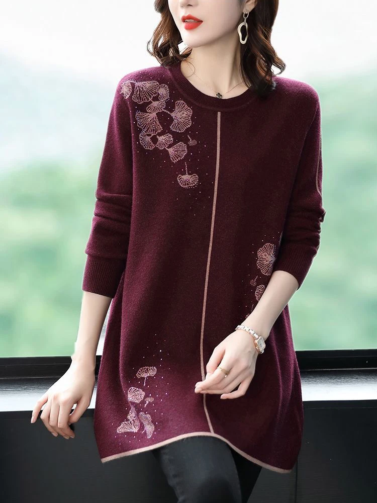 

Floral Print Sweater Woman Autumn Winter Pullover Femme Womens Clothing Long Sleeve Top Casual Knitwear Sweaters