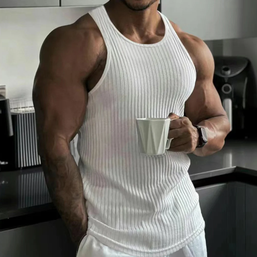 

Men's Striped Sleeveless Tank Top for Gym Fitness Running Basketball Quick-Dry Athletic Tank Tops Singlet
