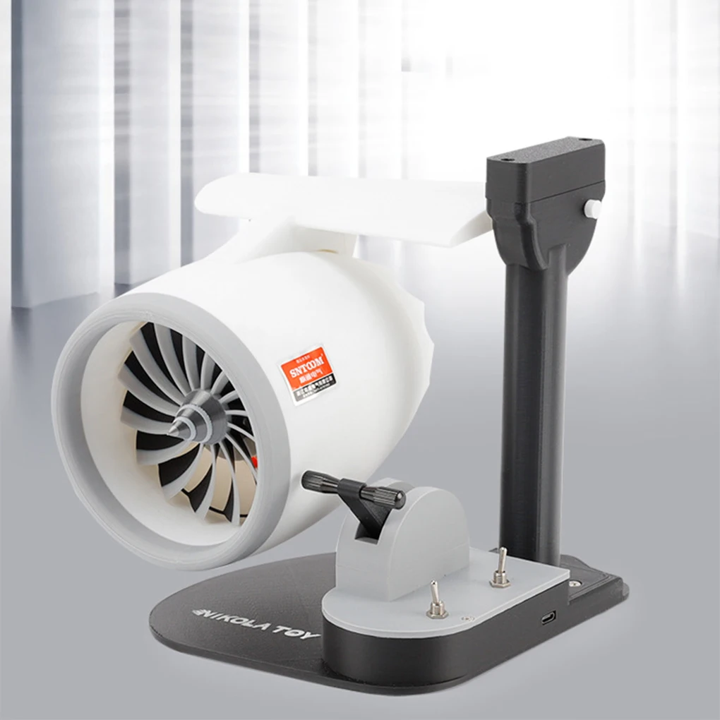 Turbofan Engine Model JetFan Toy Home Fan Contains Ultrasonic Atomization Red Light Tail Flame Device 3D Printed Exquisite Toy