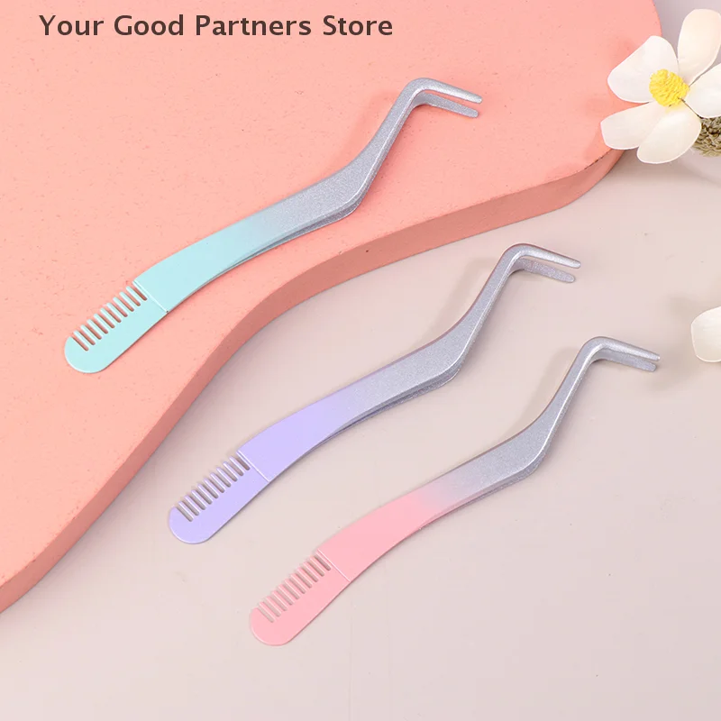 1 PC 속눈썹 빗 족집게 메이크업 스테인레스 스틸 비자 성 핀셋 볼륨 3D 속눈썹 연장 족집게 도구