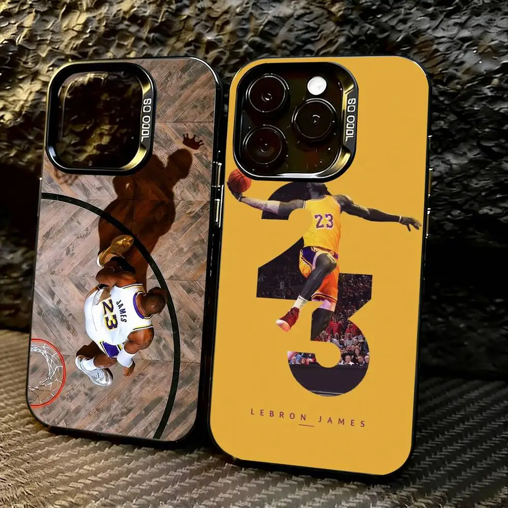 

L-LeBron James-S 23 Phone Case For iPhone 17,16,15,14,13,12,11 Plus,Pro Max,XS,Colored Silver Plated Inside Cover