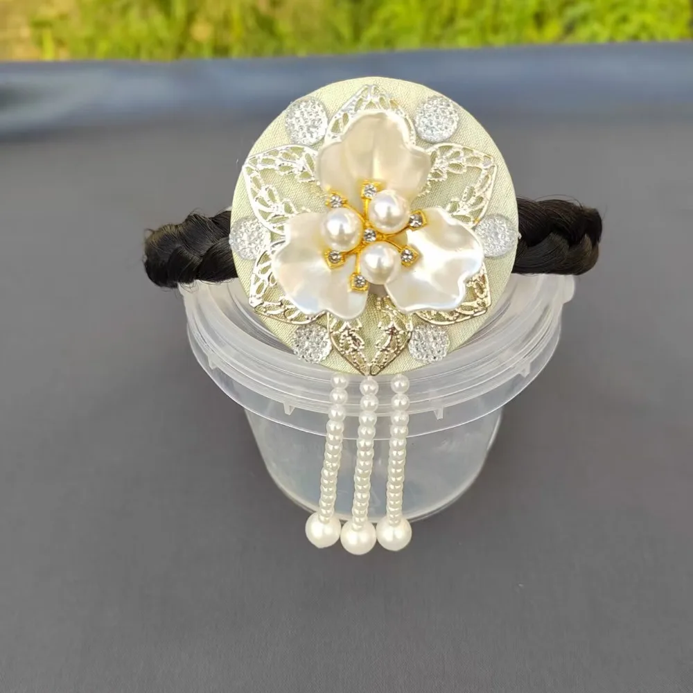 

Gift Flower Korean Headband Pearl Tassel Hanbok Hairband Headdress Beaded Stage Dance Hair Hoop Performance