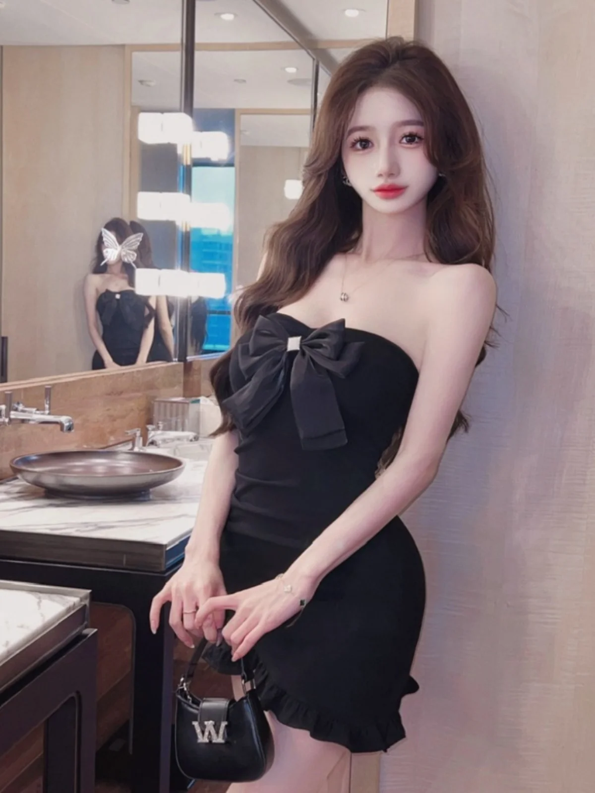 تنورة عصرية من مزيج القطن بعقدة بلون بلو بوستير بحاشية عالية الخصر مخملية ort Svel V-ne Dr