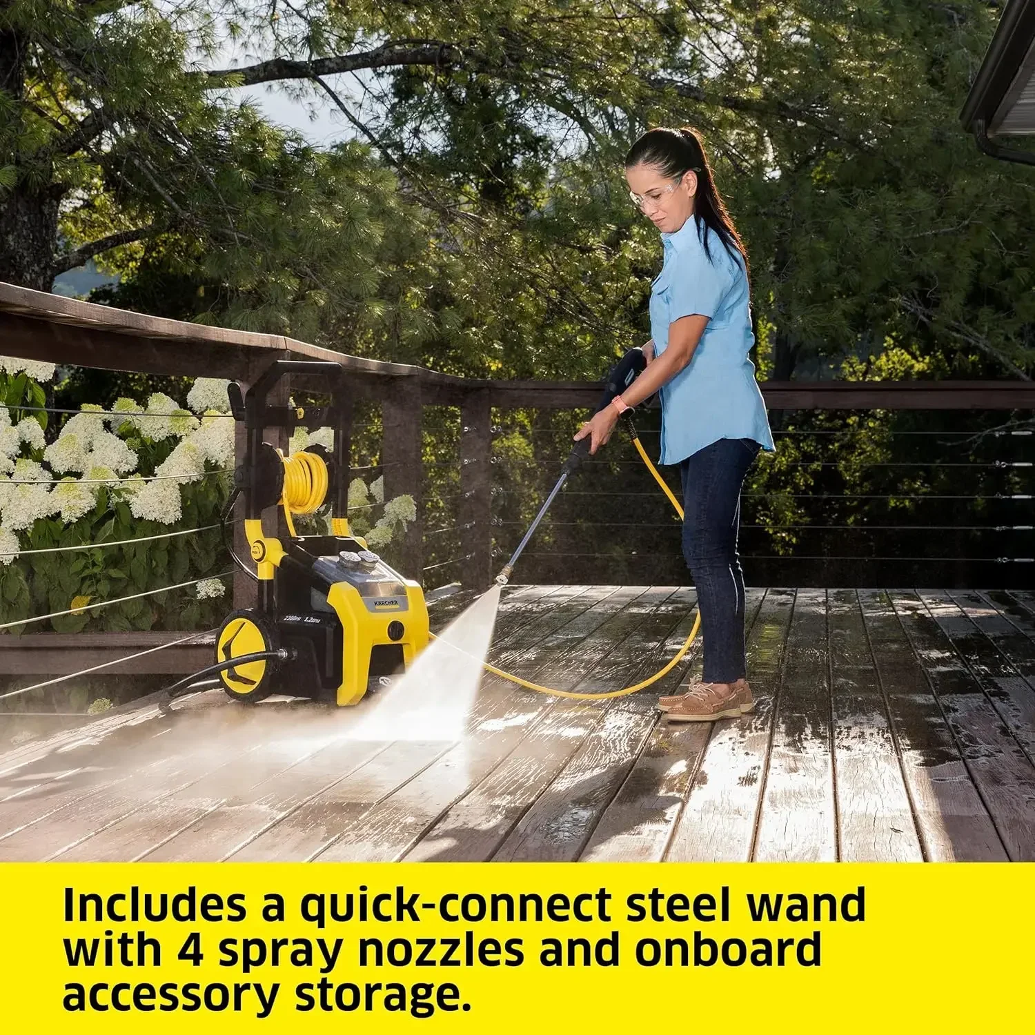 Electric Pressure Washer with 4 Spray Nozzles - Great for cleaning Cars, Siding, Driveways, Fencing and more - 1.2 GPM