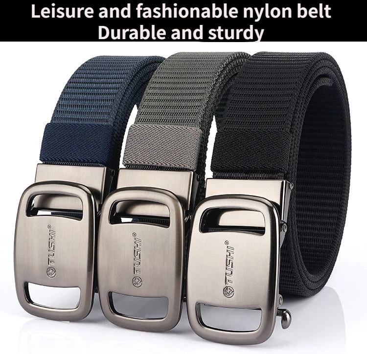 Wholesale New Thickened Nylon Belt Versatile Casual Outdoor Automatic Buckle Belt Manufacturer Belt for Men chain belt