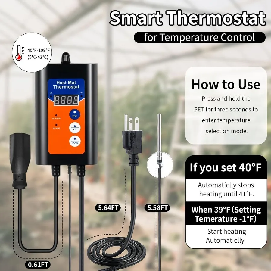 سخان الدفيئة مع ترموستات رقمي 1500 واط/750 واط سخان خيمة النمو الكهربائي IPX4 مقاوم للماء حماية من الحرارة الزائدة تسخين سريع