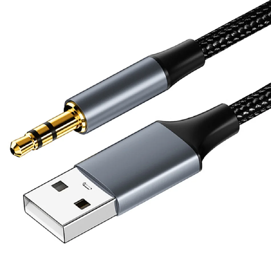 USB to 3.5mm Male Audio Cable USB A to 3.5 Jack AUX Adapter Wire Headphone Speaker Desktop PC TV Car Stereo Auxiliary AudioCable