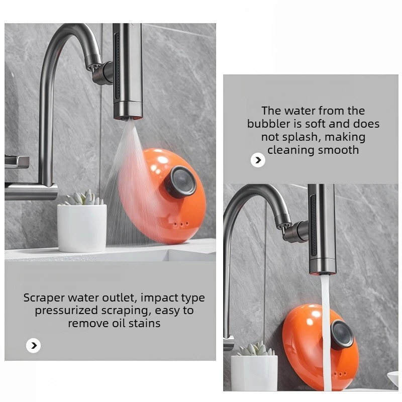 Kitchen Sink with Cup Washer Faucet Integrated High-Pressure Dish Basin Cup Rinsing Magic Tool Automatic Pressing Self-Rotating