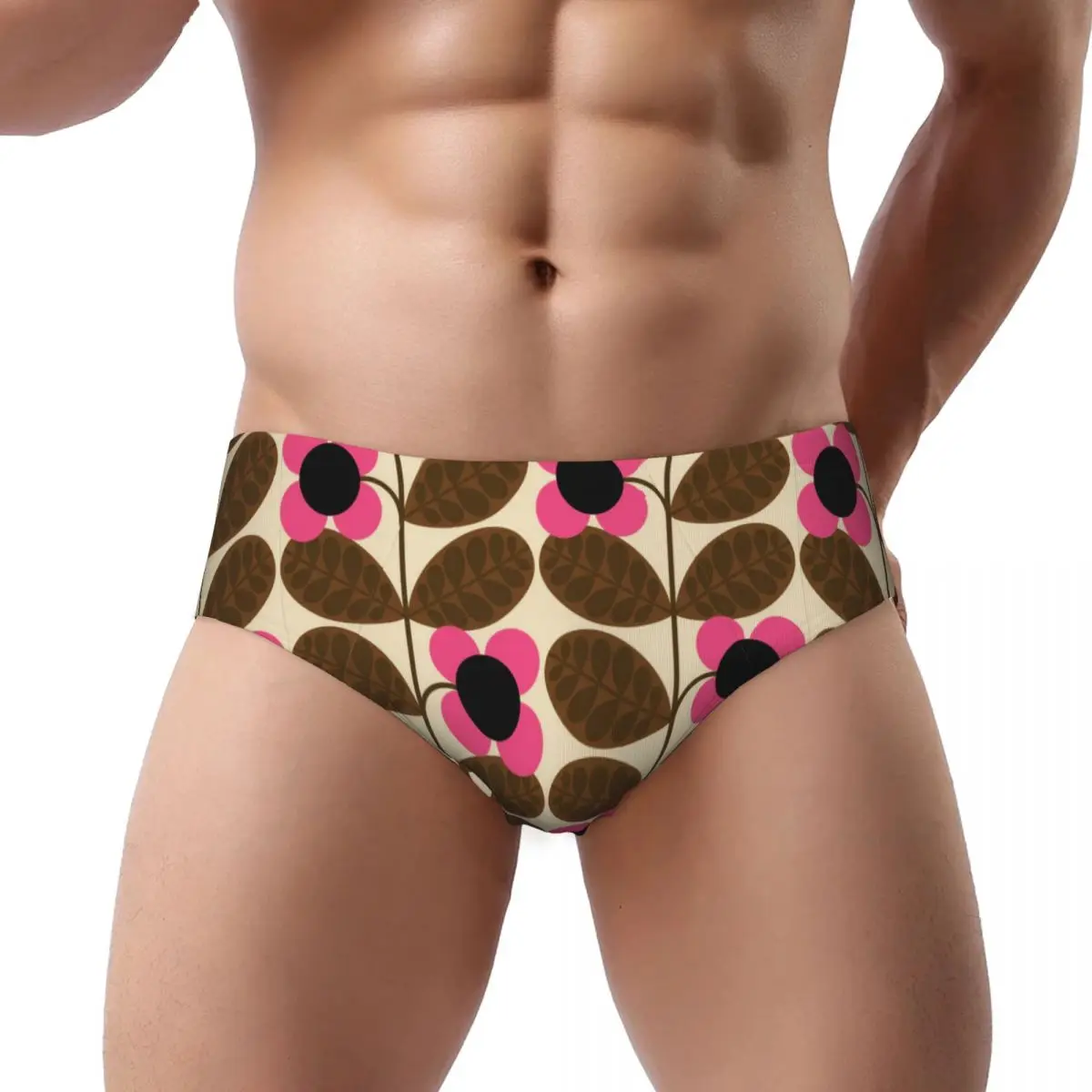 Custom Men's Orla Kiely Flower Scandinavian Geometric Style Panties Underwear Male Stretch Briefs Underpants