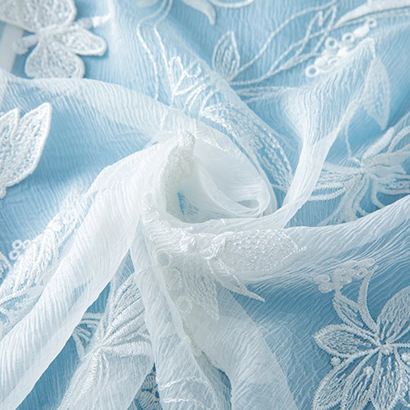 Winsleter-dames 100% echte zijde elegante zonnebrandcrème tops, borduursel met lange mouwen, fee losse zonneschermjas, 2025 zomer C55757CC