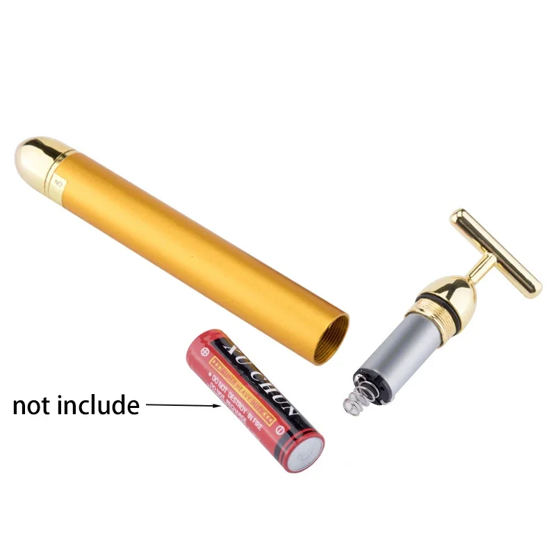 24k Gold Face Lift Roller Vibration Slimming Massager Facial Stick Facial Beauty Skin Care T Shaped Vibrating Massager