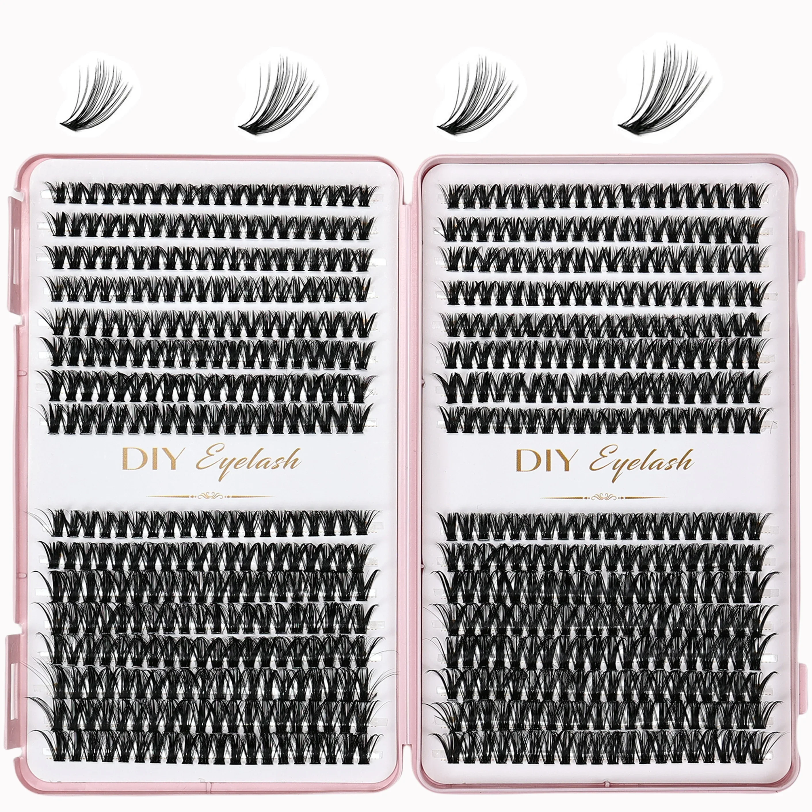 Conjunto de cílios - 640pcs D Curl Kit de extensão de cílios com adesivo, aplicador e selante e pinça de cílios