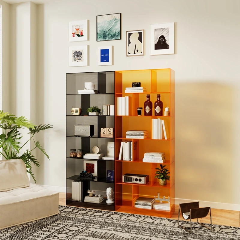

Acrylic living room combination large-capacity book storage cabinet figure multi-layer storage floor storage light luxury displa
