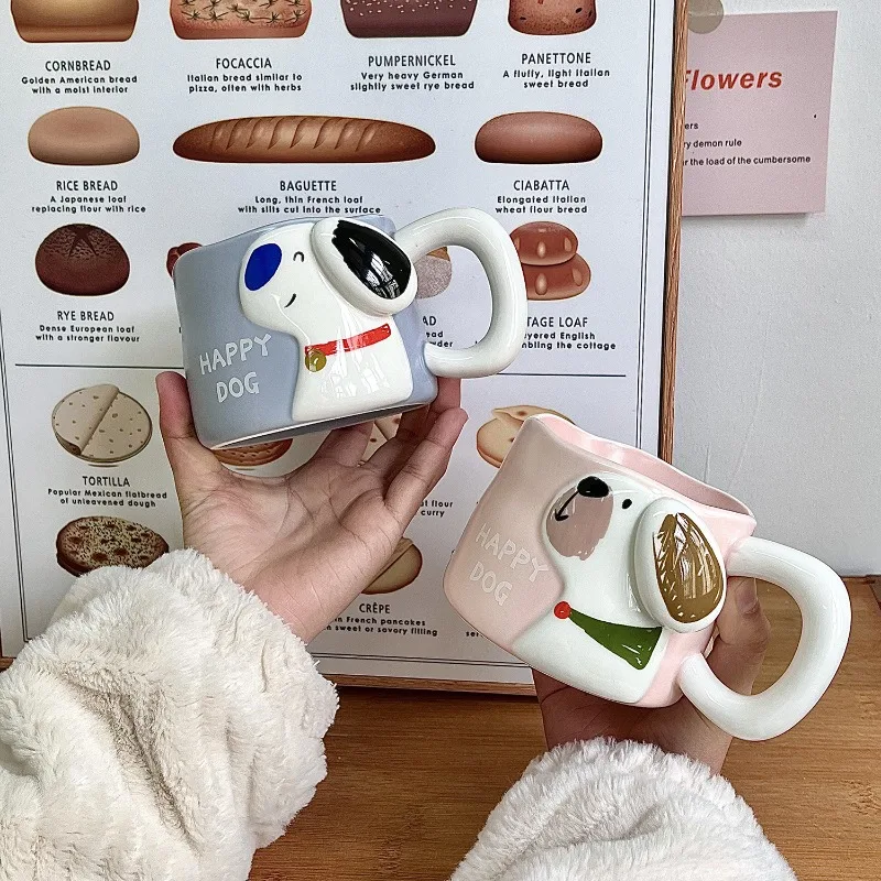 Cute Dog Mug Large Capacity Ceramic Coffee Cup for Home and Office Afternoon Tea Flower Tea Coffee Cup for Home Breakfast Mug view 5