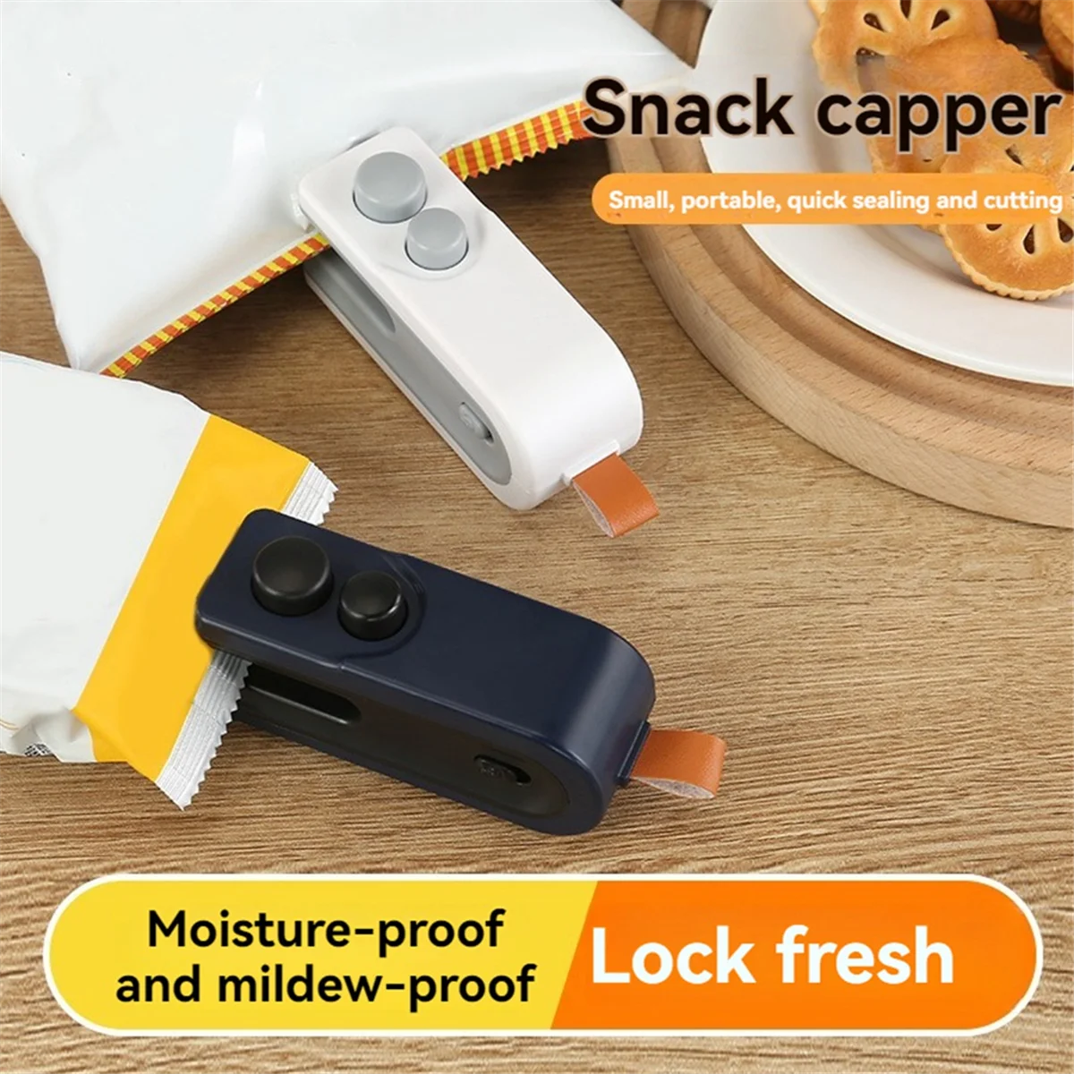

A72P 2 in 1 Mini Bag Sealer USB Rechargeable Chip Bag Sealer Heat Seal Portable Handheld Vacuum Food Sealer Bag Navy Blue