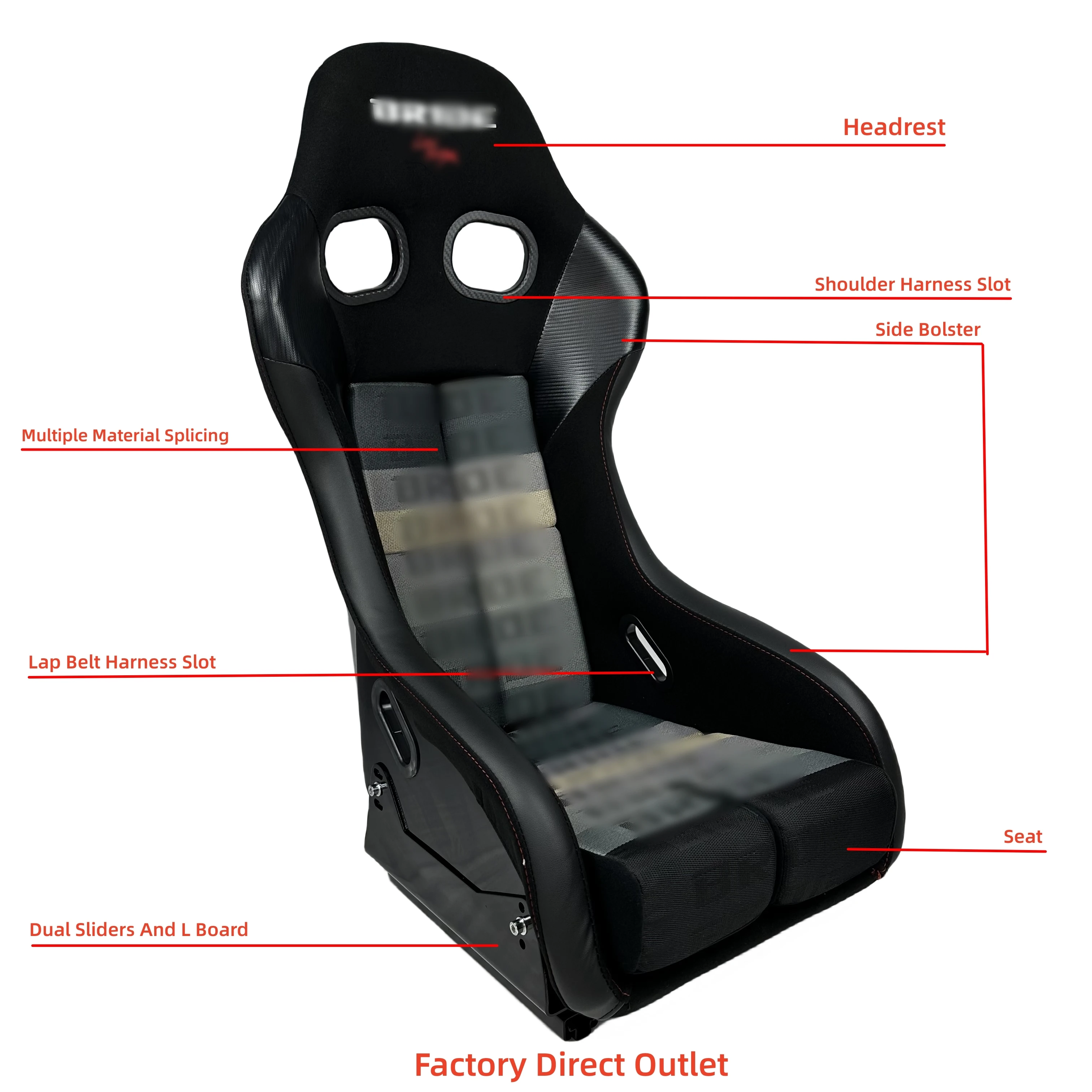 JDM Style Universal Gradation Soft Fabric Fiberglass Car Seat Sport Racing Seats