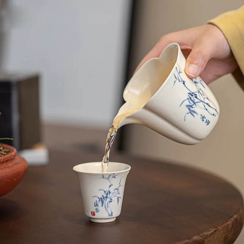 Soda Glaze Hand-Painted Bamboo Tea Pitcher Household Ceramic Fair Cup Gong Dao Bei Uniform Ware Kung Fu Utensils Serving