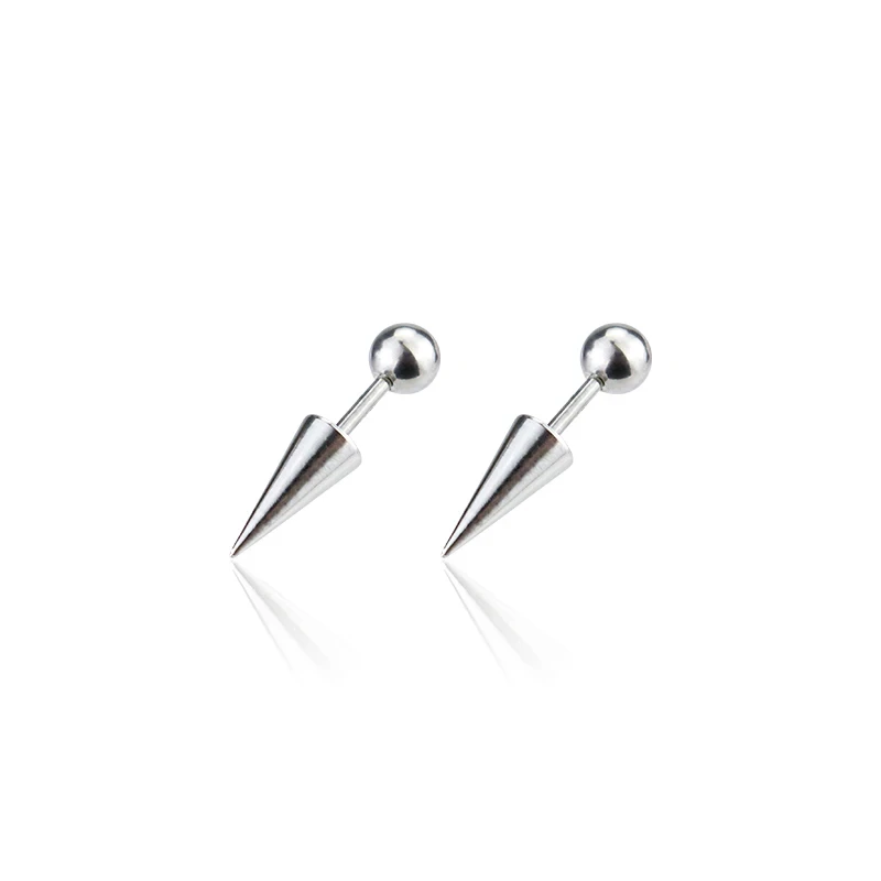 Punk Gothic Round Ball Spike Cone Tip Titanium Steel Women Men Screw Back Pierced Stud Earring Fashion Jewelry Gifts Geometric