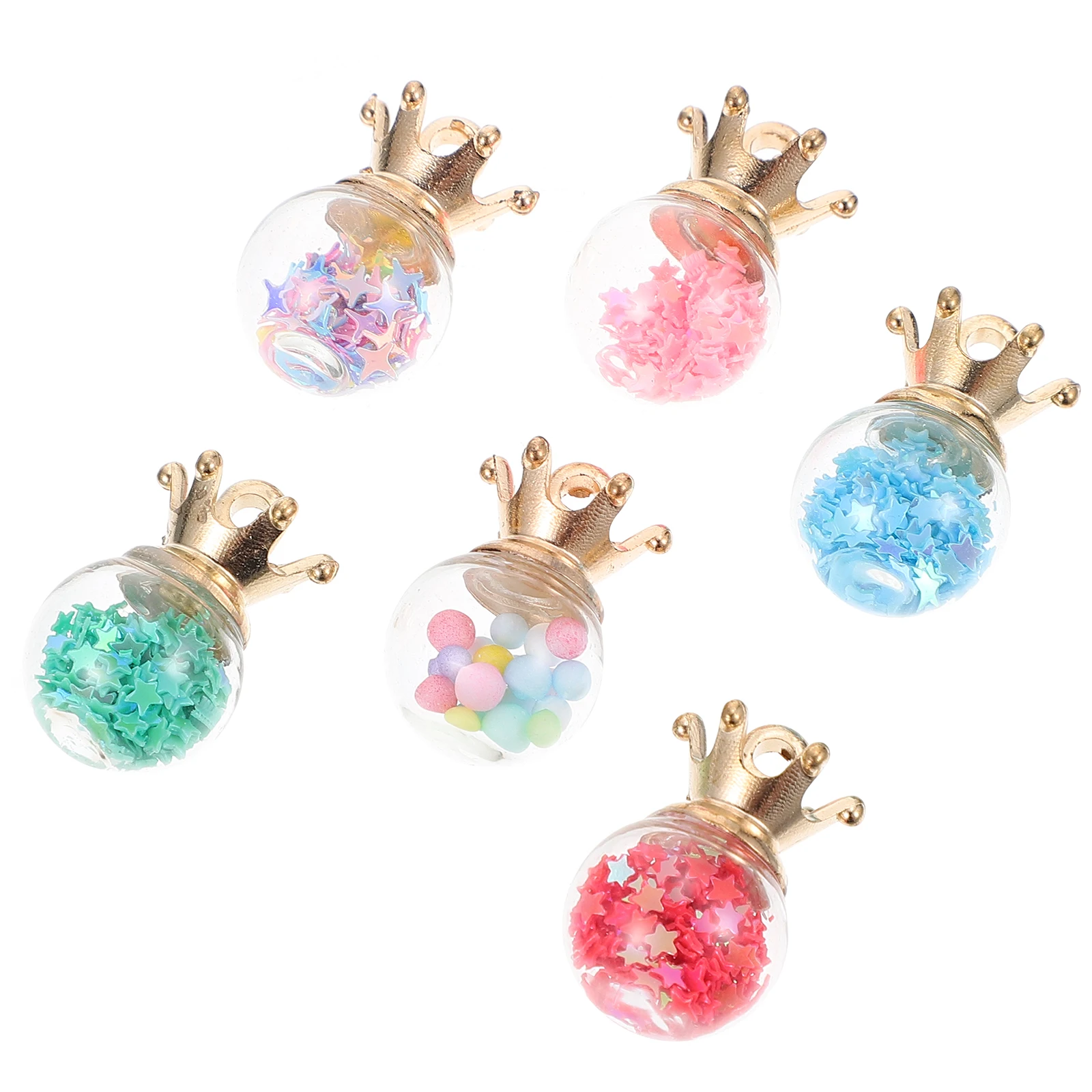 

30 Pcs Colored Glass Beads Pendant 16MM Crown Shaped DIY Jewelry Accessories Decorative Charms Bracelets Keychains Random Colors