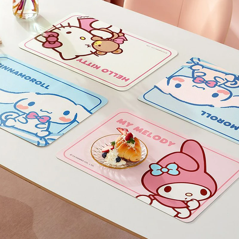 Sanrio Hello Kitty Cinnamoroll My Melody Placemat Insulated Household Bowl Mat Children's Cartoon Anti-Scalding Table Mat