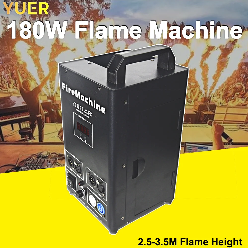 YUER NEW 180W Flame Machine DMX Control 2 Channels 2.5-3.5M Flame Height Stage Effect for Party Wedding Event DJ Show Equipment