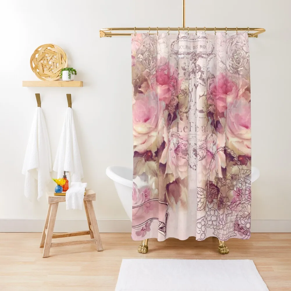 

Vintage Shabby Chic Flowers Artwork Shower Curtain Waterproof Shower And Anti-Mold Bathroom For Shower Curtain