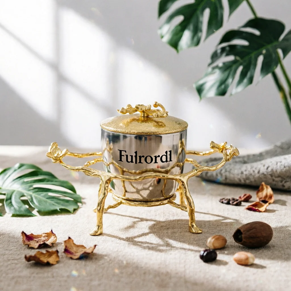 Condiment Jar with Stand Gold-Tone Seasoning Container with Holder Cruet Set Decorative Tableware Sturdy for Hosts, Dining Table