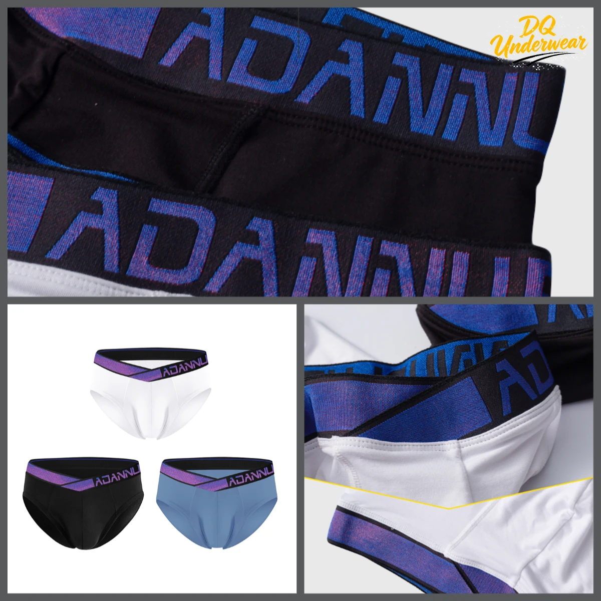 1 Stück Modische V-Form Cross-Waist Herren-Slips mit Farbverlauf-Logo-Druck, Leichtgewichtige Komfort-Bikini-Unterhose für den Alltag AD7200