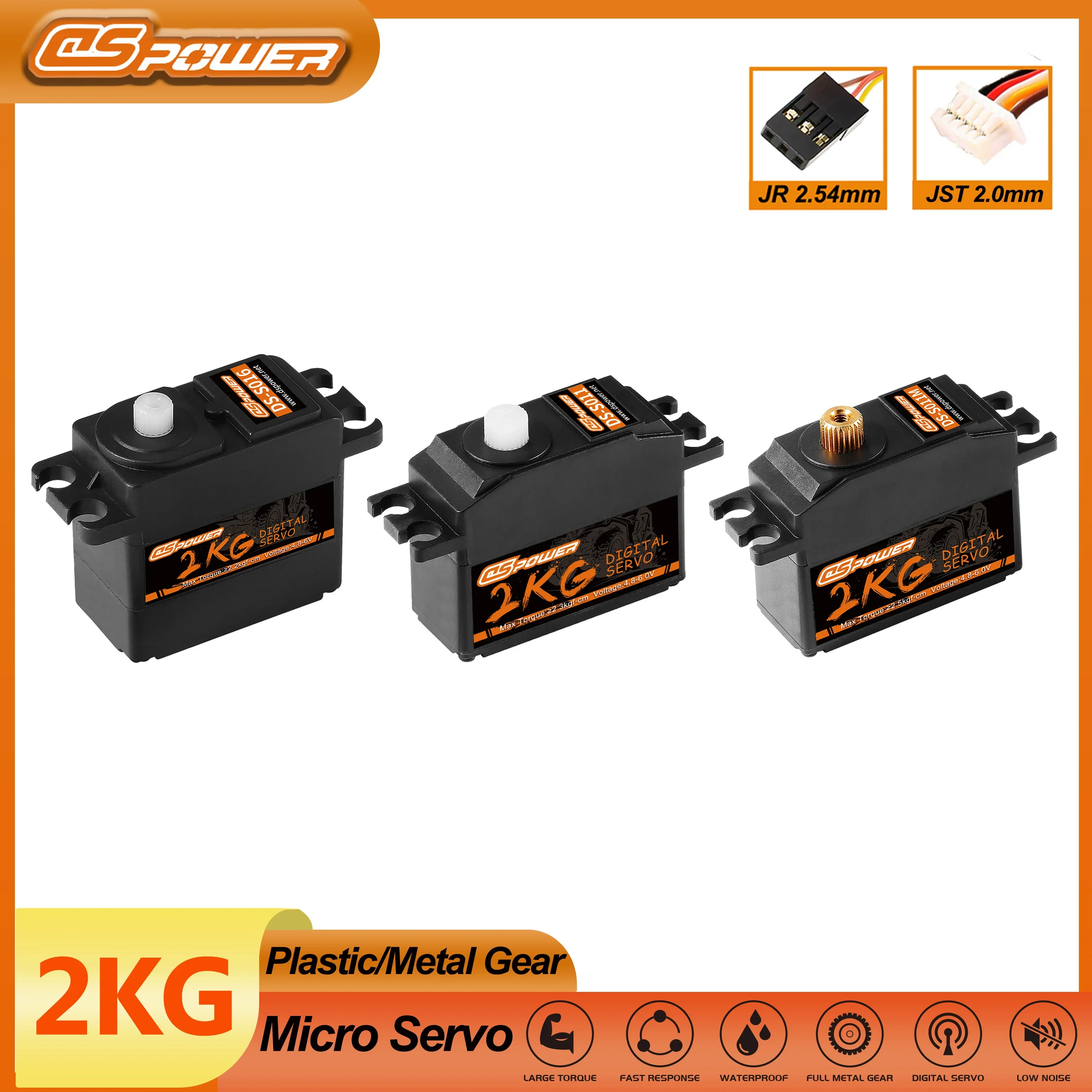 DSpower 2kg RC Micro Servo 4.2KG Waterproof Plastic/Metal Gear Servo for 1/18 1/16 Hyper Go E-Revo 144001 C24 D12 MN99S MN86