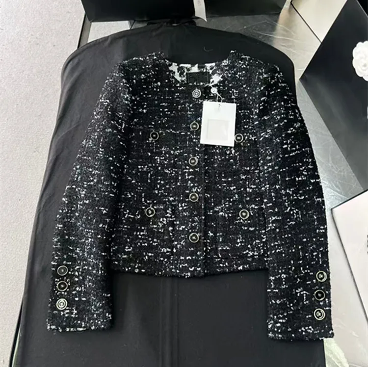 Customization European women's clothing - new styles for summer 2026 Long-sleeved black single-button fashion tweed coat