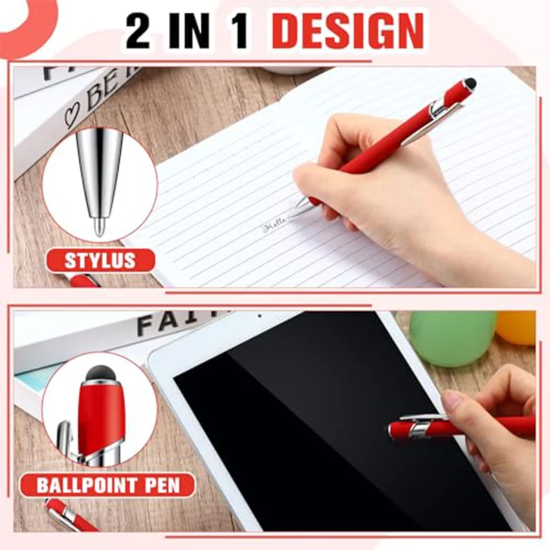 38Pcs 2 in 1 Stylus Ballpoint Pens Red Soft Touch Metal Touch Screen Writing Pens