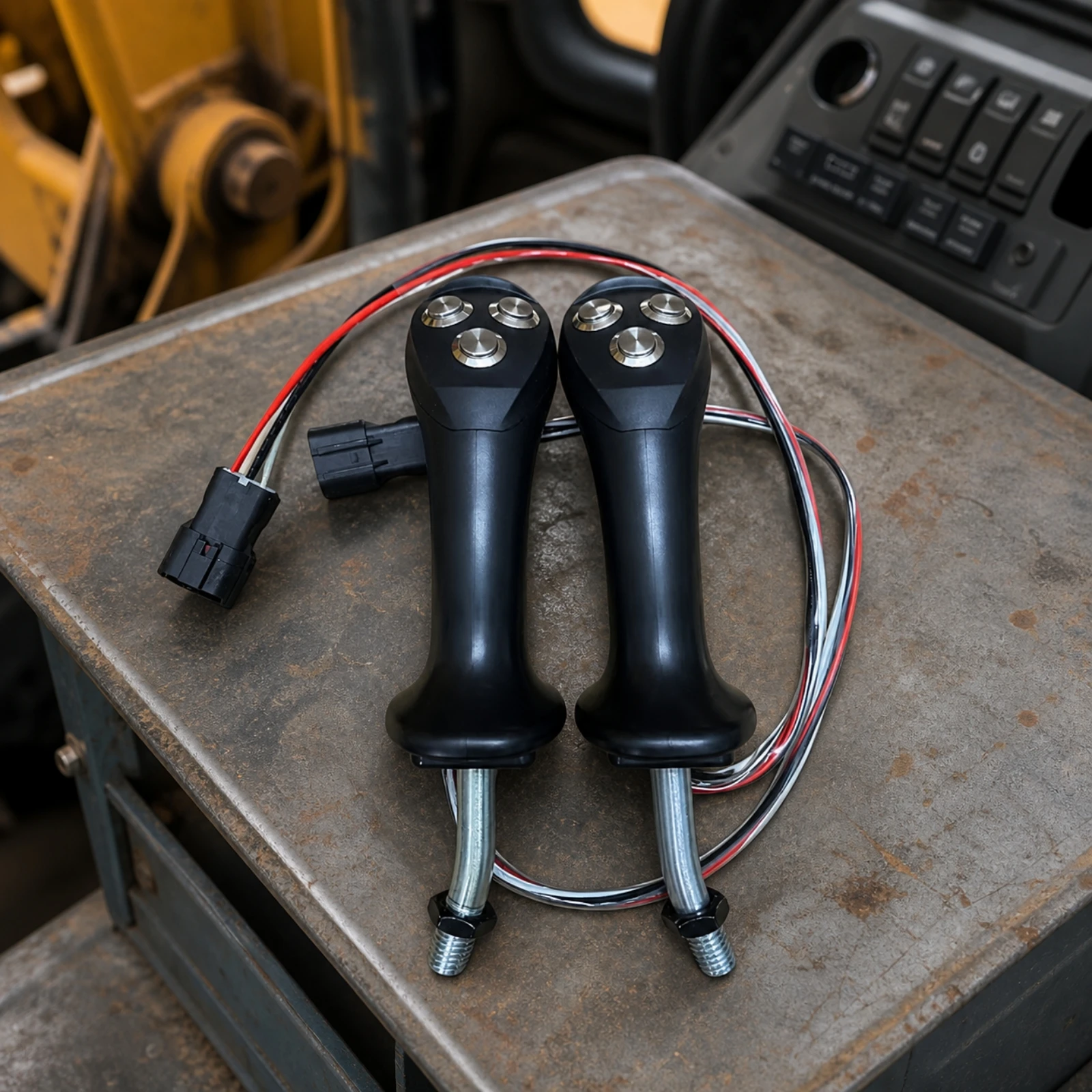 Excavator Grabber Control Handle Pair Black Excavator Control Handles with M14 Mounting End Long-Lasting Intuitive