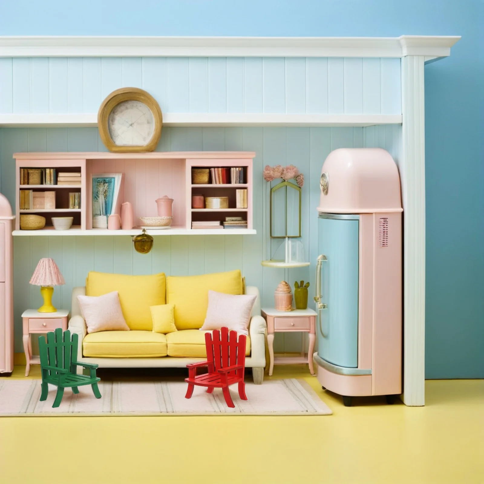 2 stuks miniatuur houten strandstoelen schaal 1:12 realistisch poppenhuismeubilair zomerthema decoratie fotografie rekwisieten