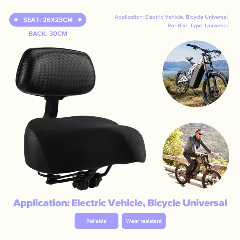 

Saddle Seat Pad With Back Rest Universal Tricycle Mountain Bike Electric Vehicle