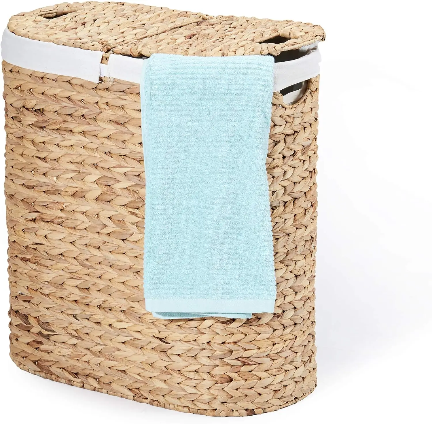 

Premium Natural Handwoven Portable Laundry Bin Basket with Carrying Handles, Household Storage for Clothes, Linens