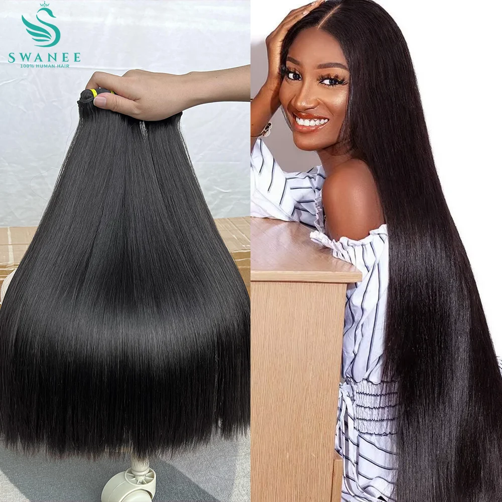 Swanee duplo desenhado osso vietnamita em linha reta feixes de cabelo humano virgem remy extensões de cabelo atacado 30 Polegada pacotes para mulher