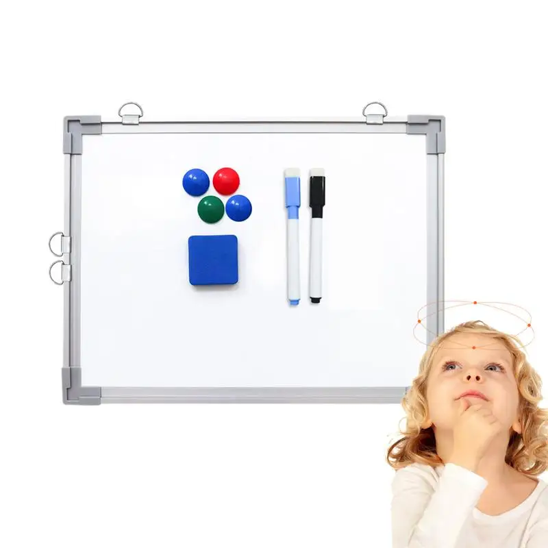 

Magnetic Dry Erase Board Small Dry Erase Board For Wall 1 Eraser 4 Magnets 2 Markers Aluminum Frame Message Boards Double-Sided