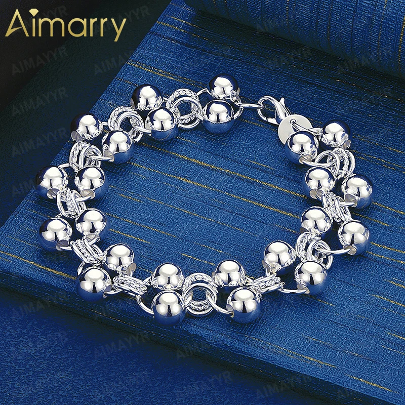 925 Sterling Silber Einfaches Glattes Perlenarmband für Damen-Partys, Bankette, Hochzeiten Hochwertige Mode-Geschenke und Schmuck