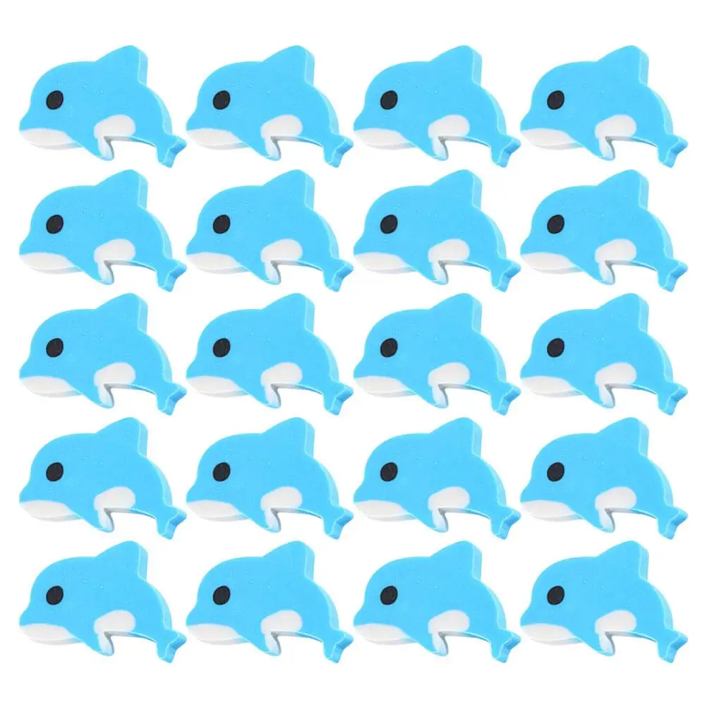

20 Pcs Dolphin Erasers Cute Cartoon for Kids Students Party Favors School Supplies Ocean Animal Erasers Student Tools