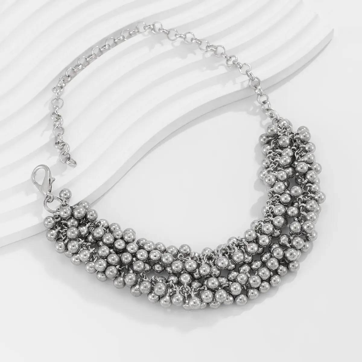 Europäische und amerikanische Schwerindustrie-Metallperlen, übertriebene Halskette für 2024, Damen-Modeschmuck, Party, ungewöhnliche Accessoires – Detail 12