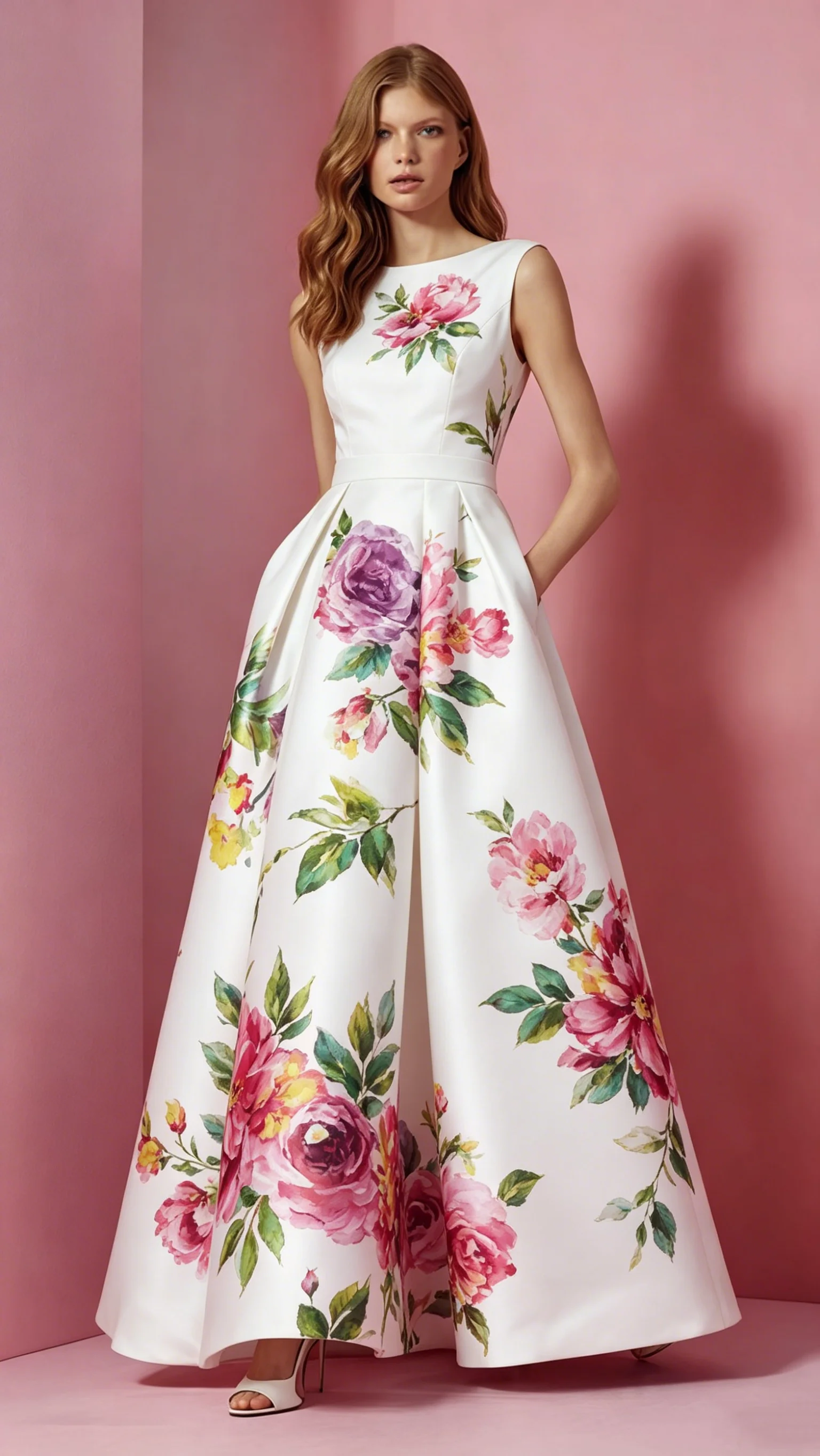 

Women's Sleeveless Floral Print Maxi Dress Slim Fit A-Line Pleated Fashion Elegant Versatile Casual Formal Summer Dresses