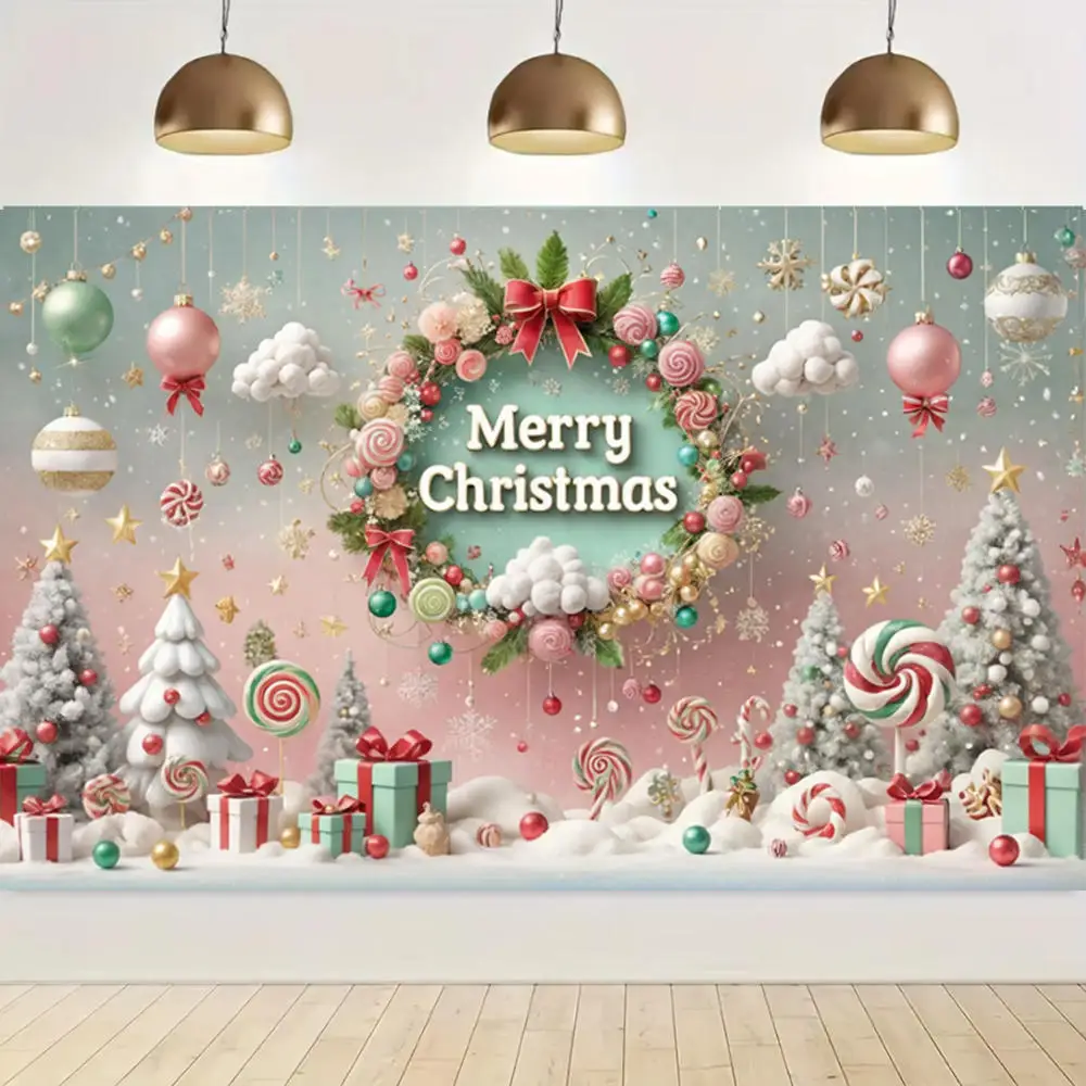 Merry Christmas Banner Holiday Background Cloth Suitable For Holiday Party Home And Room Decoration Baby New Years Photography