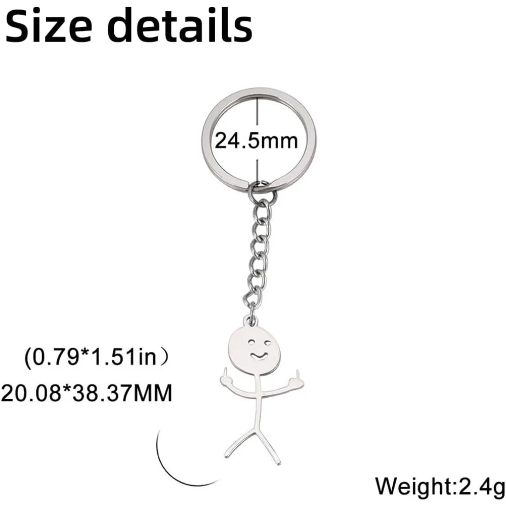 For 2 Piece Set Smile Silver Middle Finger Keychain Friendship Pendant Men, Keychain Is Woman Friendship White, 8.9*6.3cm