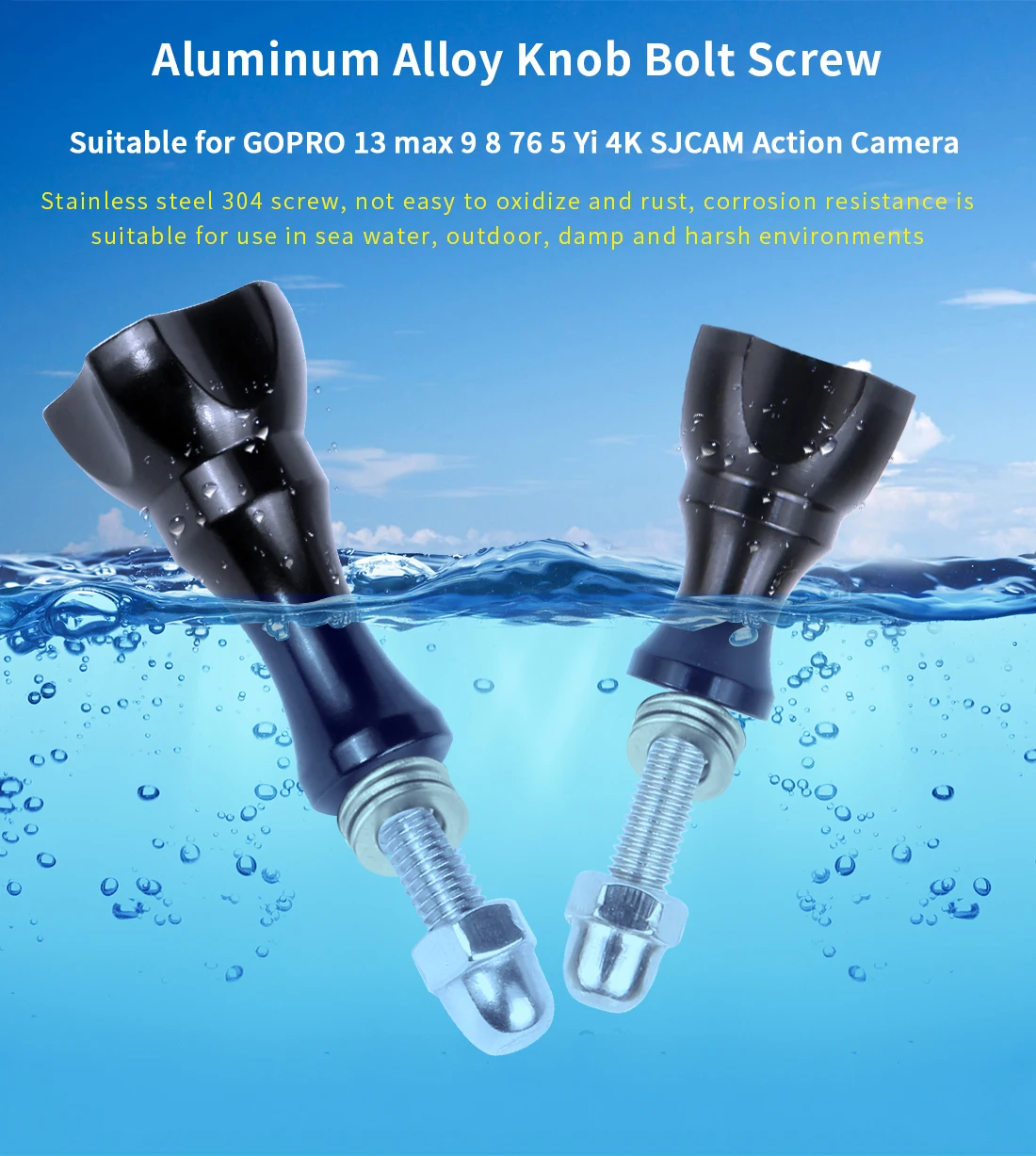 10 Stück Aluminium-Daumenknopf-Schrauben für GoPro-Zubehör, Einbeinstativ, Haltegriff, Stick-Montage, M5, kurze lange Stativ-Adapterschraube – Detail 1
